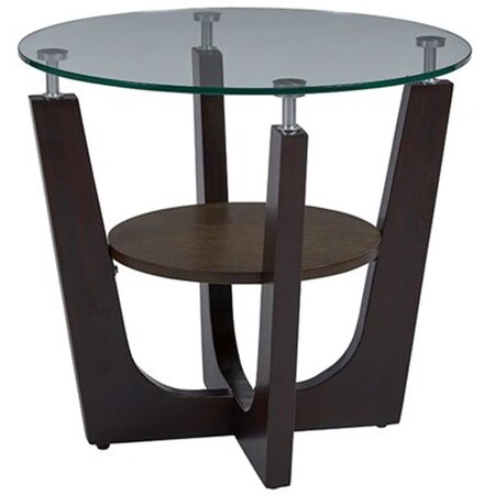 Progressive Furniture Progressive Furniture T332-04 Living Room Round Glass Top End Table; Espresso T332-04
